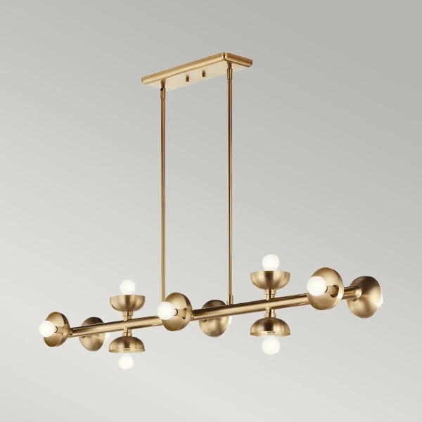 Lampa wisząca metalowa Palta KL-PALTA-LP10-CPZ podłużna do salonu mosiądz