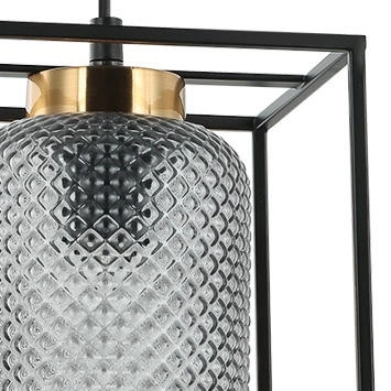 Industrialna LAMPA wisząca SINELLA PND-23231-1-BK+SG Italux szklany ZWIS loftowa klatka czarny