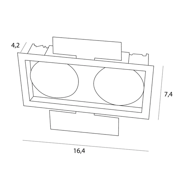 Wpustowa lampa sufitowa Spilio H190.06 Maxlight prostokątna biała