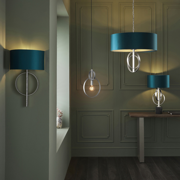 Wisząca lampa hampton L&-195223 Light& z abażurem morskim srebrna