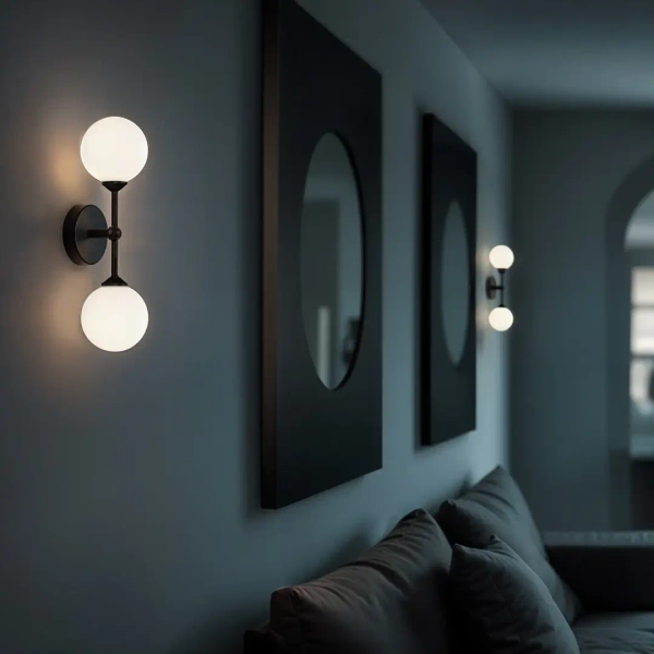 Kulisty kinkiet ścienny Garda 1243 do salonu kula balls białe czarne