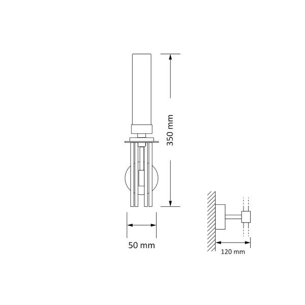 Lampa ścienna glamour Mussa MUS-K-1 (Z) szklana tubka biała mosiądz