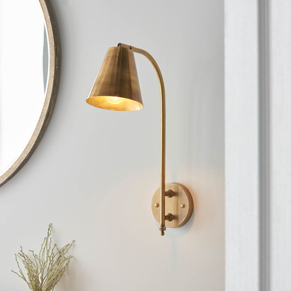 Regulowana lampa przyścienna Radha 93144 do czytania mosiądz
