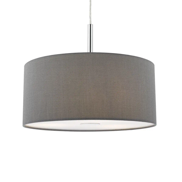 Abażurowa wisząca lampa Ronda RON1039 okrągła tuba szary chrom