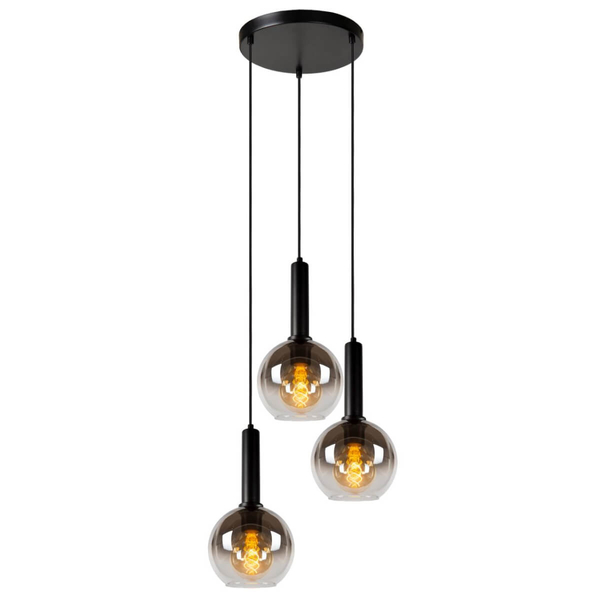 Loftowa lampa wisząca Marius do jadalni czarna przydymiona