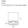 Salonowy spot TUB C0212 Maxlight LED 7W 3000K metalowy czarny