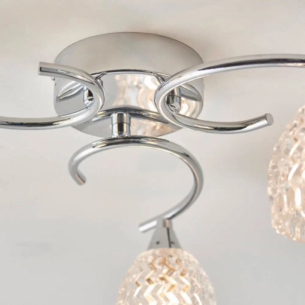 Salonowa lampa sufitowa Boyer BOYER-3CH szklana chrom przezroczysty