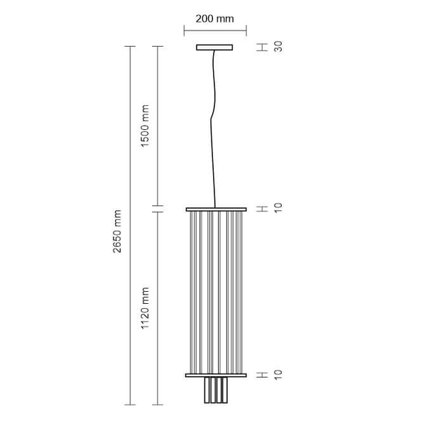 Wisząca lampa nad stół IHI 9007 Dohar tuba metalowa czarna mosiądz