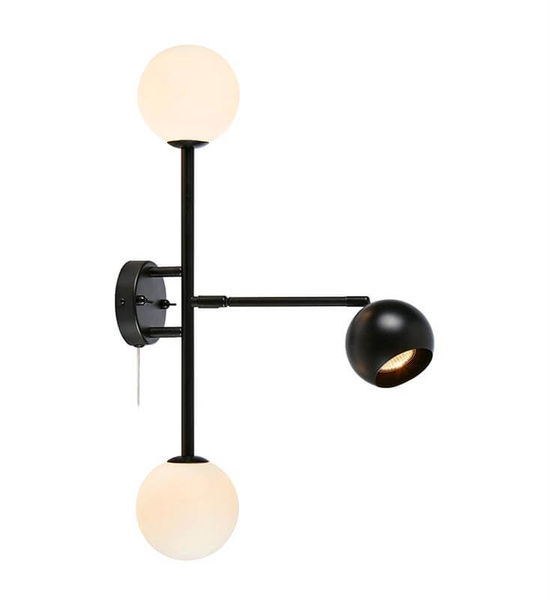 Nowoczesna lampa ścienna Beside z reflektorkiem czarna biała