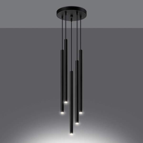 Lampa zwisająca Pastelo SL.1176 tuba kaskada czarna