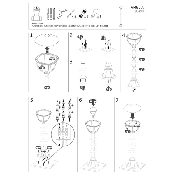 Ogrodowa lampa stojąca Amelia 10498 IP44 latarnia metalowa czarna