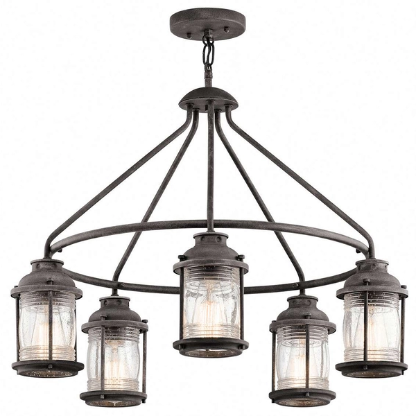 Żyrandol LAMPA zewnętrzna Ashland KL-ASHLANDBAY-5P Elstead KICHLER ogrodowa OPRAWA metalowy ZWIS outdoor IP44 cynk przezroczysty