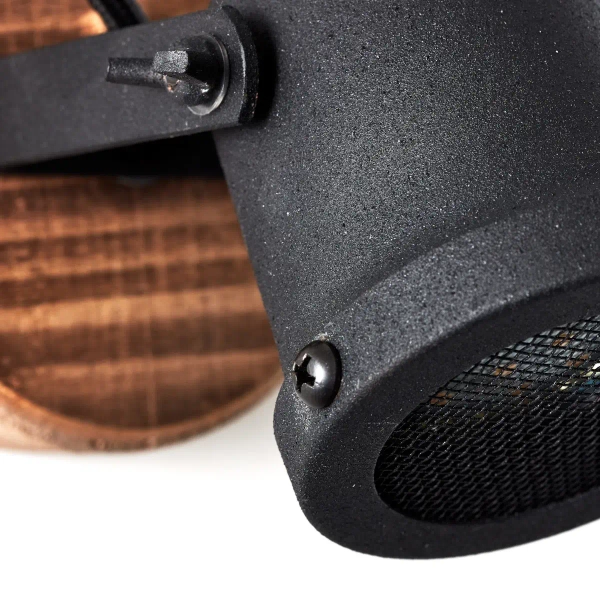 Salonowa lampa ścienna Inge HK18995S76 loftowa czarna drewniana