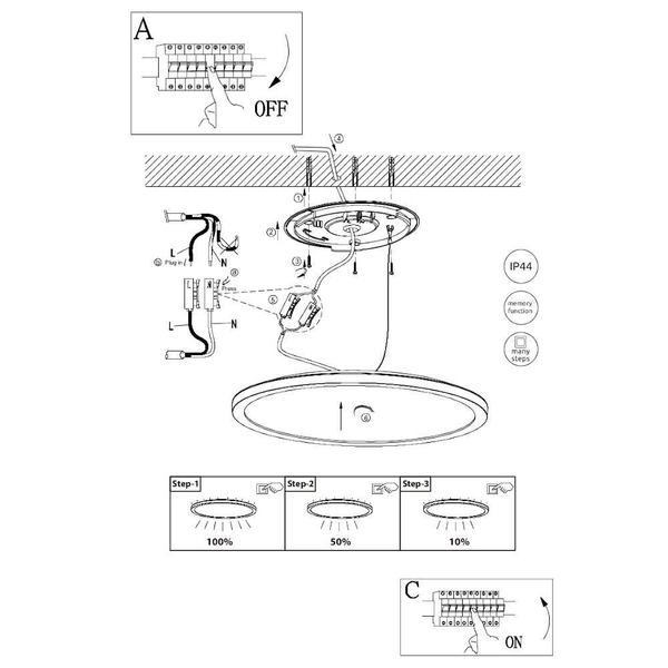 Łazienkowa LAMPA sufitowa SAPANA 41562-18B Globo minimalistyczna LED 18W 3000K okrągły plafon IP44 czarny