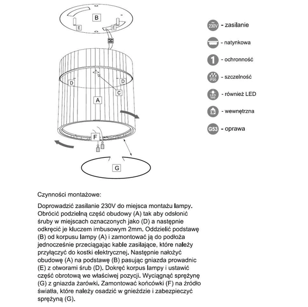 Spot LAMPA sufitowa HIMI 7024 Shilo natynkowa OPRAWA metalowa biała