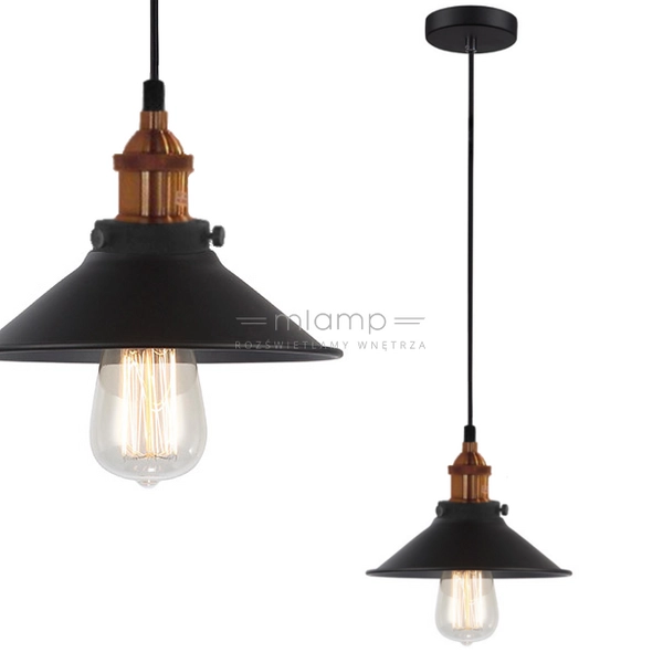 LAMPA wisząca KERMIO MDM-2318/1S Italux metalowa OPRAWA industrialny ZWIS okrągły czarny
