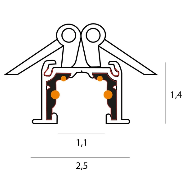 Szyna wpuszczana do systemu magnetycznego 2m MAX NT0012 48V czarna