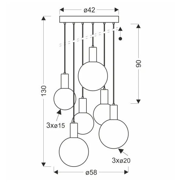 Wisząca lampa molekułowa TESTA beżowa biała 36-50915 6xG9 kulista