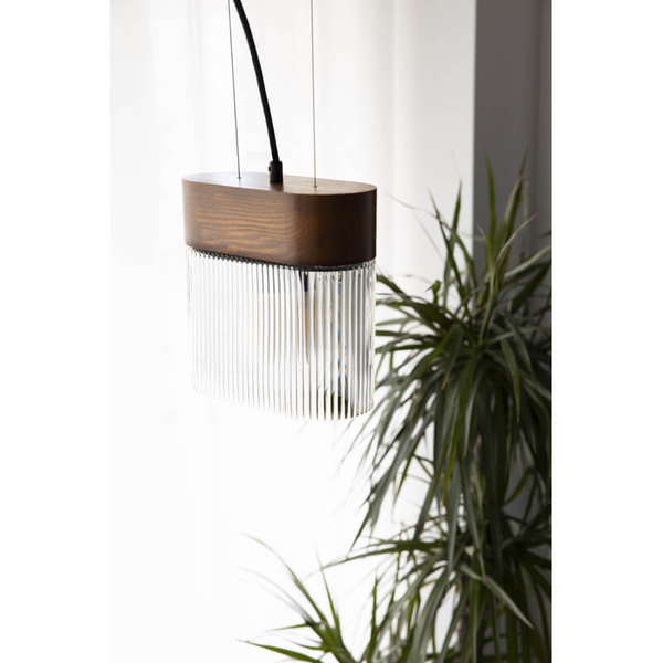 Lampa wisząca nad stół Flumina FLA122P0 drewniana brązowa