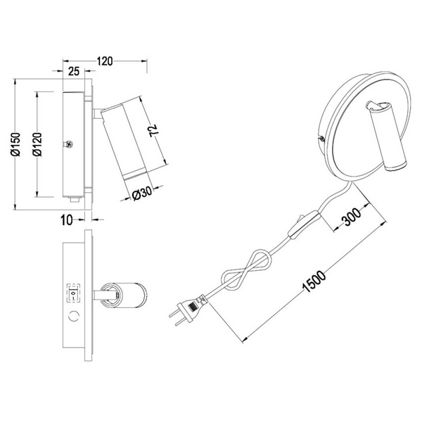 Kinkiet ścienny JORDAN 229210232 Trio LED 7W 3000K tubka czarna