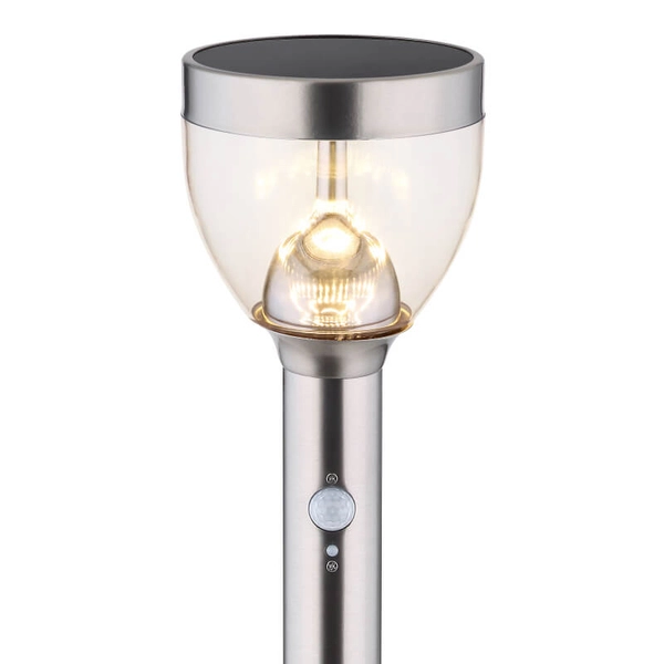 Lampa stojąca ogrodowa Solar 33436 Globo LED 6W 3000K z czujnikiem IP44 srebrna