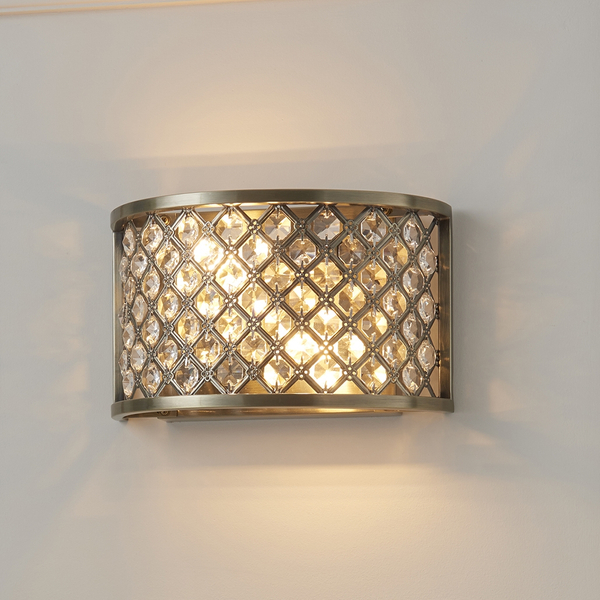 Kryształowy kinkiet Hudson 70559 Endon crystal antyczy mosiądz