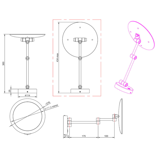 Ścienna lampa z lusterkiem VIEW 282990106 Trio LED 3W 3000K IP44 srebrna