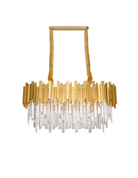 Stylowa lampa wisząca Campana do jadalni crystal złota