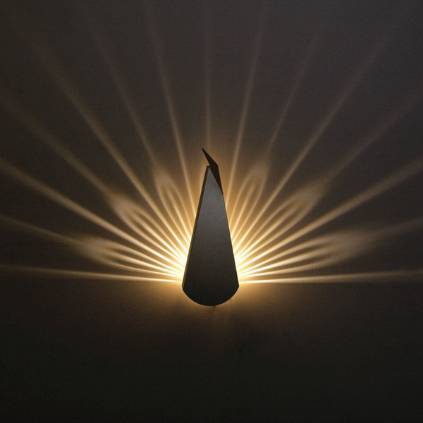 Ścienna lampa ORIGAMI PAWN-B metalowa paw LED 3W 3000K kinkiet czarny