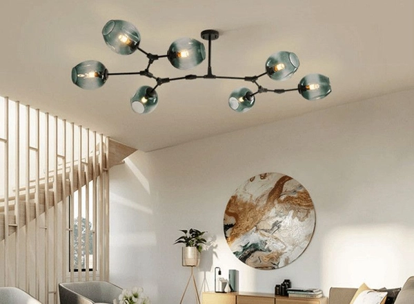 Lampa sufitowa Smokey ABIGALI-MD2003-9PCS-JG molekuły czarne