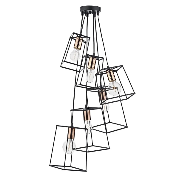 Industrialna wisząca lampa Tower TOW0622 metalowa do salonu czarny
