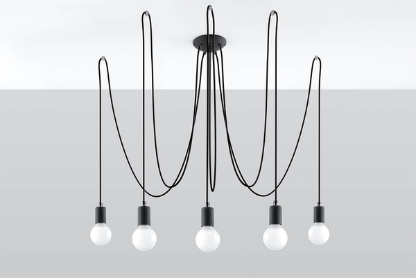 LAMPA wisząca SL.0371 OPRAWA pająk ZWIS kable przewody loft czarna