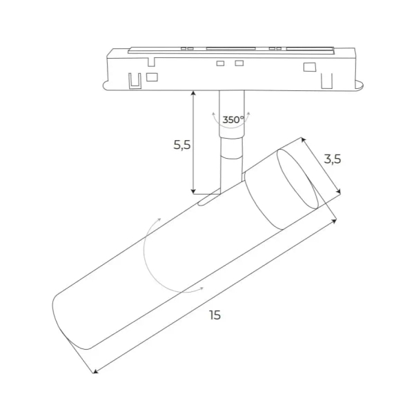 Lampa magnetyczna do szyn M0011N LED 7,9W 3000K system on/off czarny