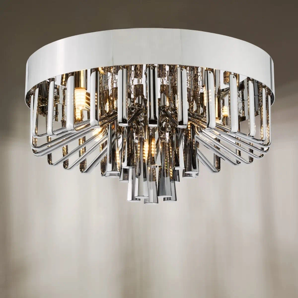 Sufitowa lampa okrągła Olin OLI5410 do jadalni szklana chrom przydymiona