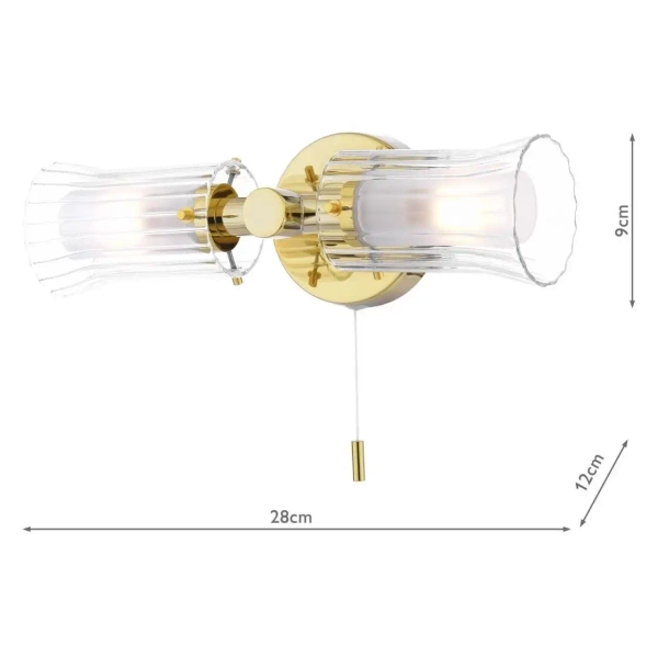 Ścienna lampa łazienkowa Elba ELB0935 szklana góra-dół IP44 złoty