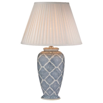 Klasyczna lampa stołowa Ely ELY4223+S1098 Dar Lighting ornament biała niebieska