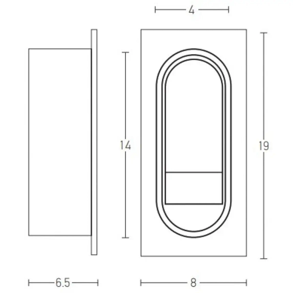 Wpustowa ścienna lampa H43 LED 3W 3000K podtynkowa prostokąt czarny