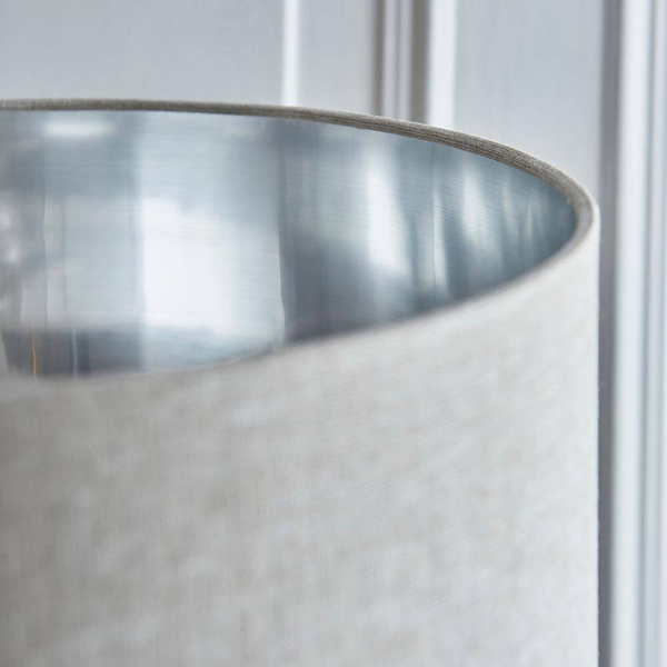 Abażurowa lampa stojąca Highclere 112232 tkaninowa brązowa chrom