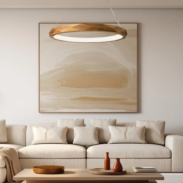 Wisząca lampa ring Angular QN-ANGULAR-RING-LED-80-TEAK LED 29W 3000K brąz