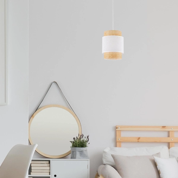 Ekologiczna lampa wisząca ratanowa Boho 6528 TK Lighting biała słomkowa