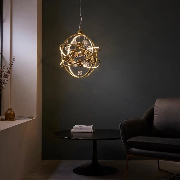 Wisząca lampa Muni 102608 LED 8,53W 3000K balls kule złoty przezroczysty