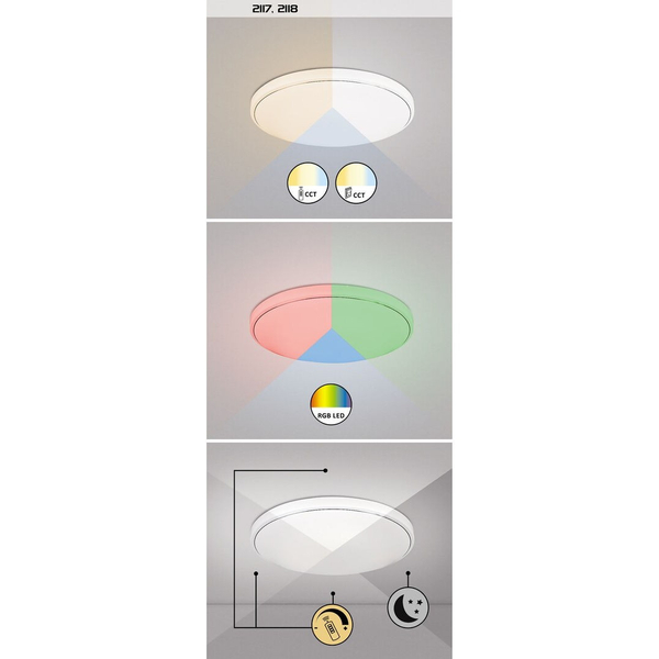 Okrągła LAMPA sufitowa BRUCE 2118 Rabalux metalowy plafon LED RGB 60W 3000K - 6000K z pilotem chrom