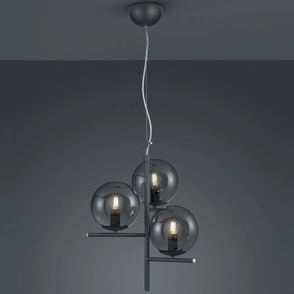 Modernistyczna LAMPA wisząca PURE 302000342 Trio loftowa OPRAWA szklane kule zwis grafitowy przydymiony