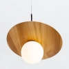 Wisząca lampa drewniana Orbit QN-ORBIT-P-M-TEAK kula brązowy biały