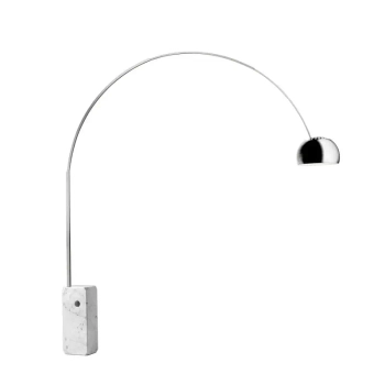 Łukowa lampa podłogowa Tirocinio ABR-LP-TIR do salonu marmurowa biała