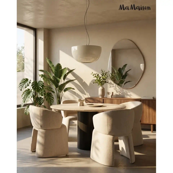 Nowoczesne krzesło TOMI MM001501100363 beżowe tapicerowane 45cm