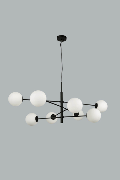 Wisząca lampa loftowa Oviedo do holu molekuły czarna biała