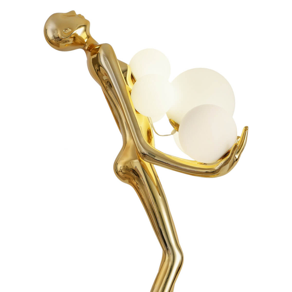 Dekoracyjna lampa podłogowa WOMAN F9312 gold designerska kula złoty biały