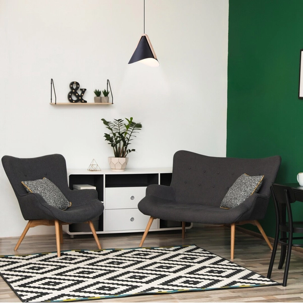 Wisząca lampa salonowa Neva 6650 metalowy zwis nad stół czarny drewno