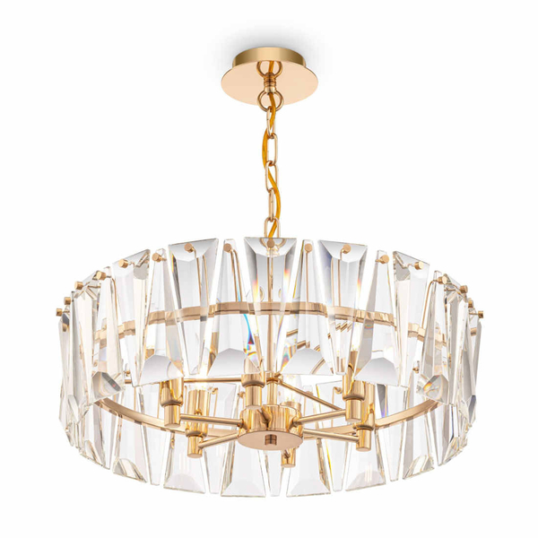 Wisząca LAMPA glamour PUNTES MOD043PL-06G Maytoni okrągła OPRAWA szklany ZWIS modernistyczny złoty